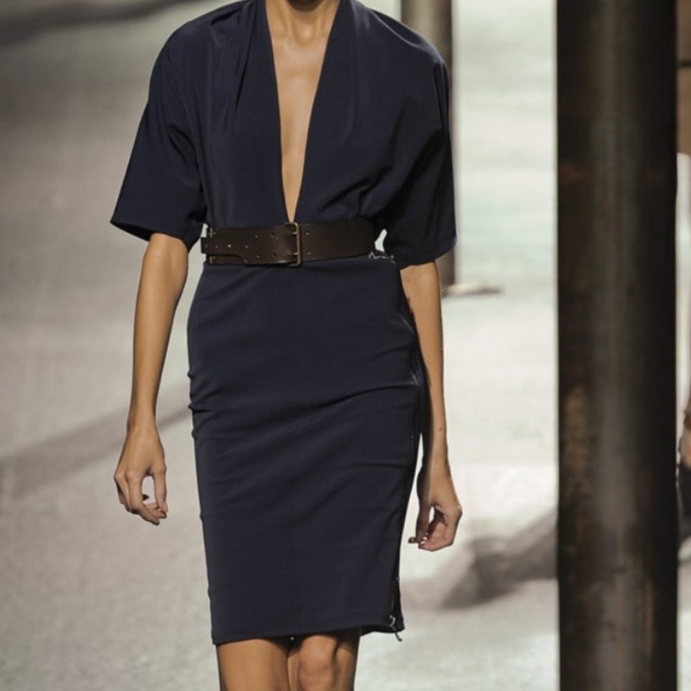 LANVIN Navy Batwing Sheath Dress